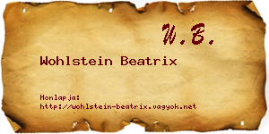 Wohlstein Beatrix névjegykártya